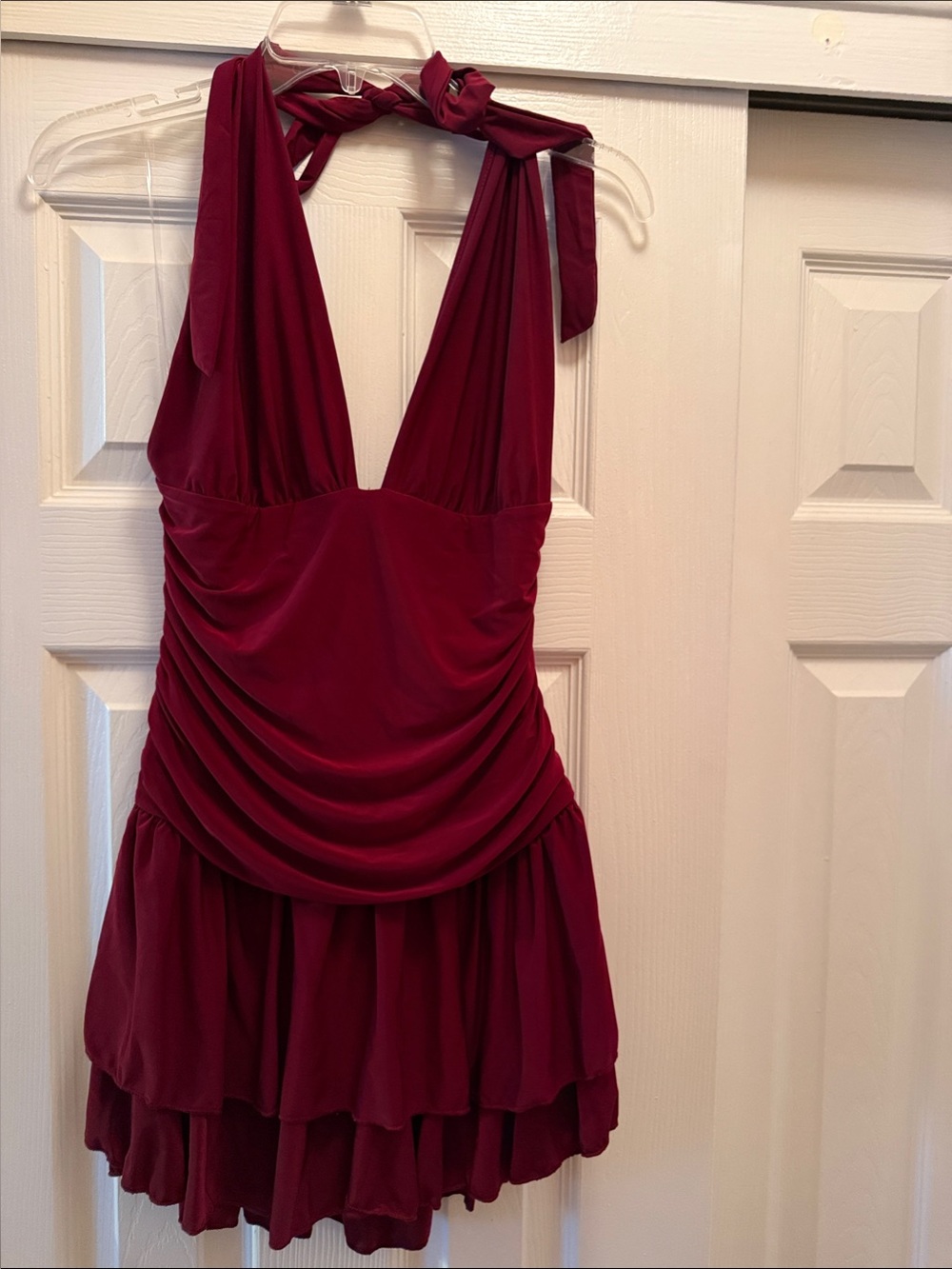 Windsor Women's Halter Ruffled Mini Dress - Wine